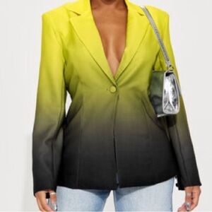 Gradient Lime and Black Women's Blazer